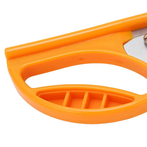 Close-up of orange handle on Cordless Carpet Cutter Tool Pro Grade For Fast Precise Cutting Of Carpet And Aluminum Materials Built Tough