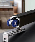 Close-up of Heavy Duty Soft Close Pocket Door Hardware Kit With 9.3ft Wall Mount Barn Door Track System And Complete Bracket Set