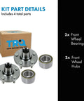 Two Piece Front Wheel Bearing And Hub Kit For 2002 2010 Chrysler PT Cruiser And 2002 2005 Dodge Neon Includes Two Front Hubs And Bearings Direct Replacement For A Smooth Quiet Ride And Easy DIY Video Guidance - visible parts and box packaging.