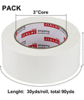 Heavy Duty White Duct Tape 2 Inch By 30 Yards 3 Pack 8.27 Mil All Weather Tear By Hand No Residue Ultra Strong Adhesive