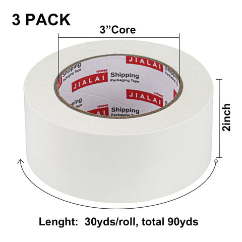 Heavy Duty White Duct Tape 2 Inch By 30 Yards 3 Pack 8.27 Mil All Weather Tear By Hand No Residue Ultra Strong Adhesive