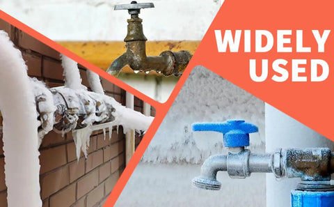 Outdoor pipe insulation wrap two inch by thirty two point eight feet with foam and foil self adhesive tape for winter freeze protection