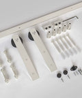 Heavy-Duty Brushed Nickel Sliding Barn Door Hardware Kit For 36-40 Inch Doors with rails, hangers, spacers, guides