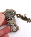 Five Piece Set Of Retro Antique Bronze Heart Shaped Box Hasp Lock Latches Featuring Tough As Nails Zinc Alloy Construction And Smooth Brass Plating to secure storage.