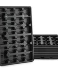 Front view of Heavy Duty Reusable Nursery Pot Tray Set Workhorse 5 Pack 24 Cell Seed Starter Trays for 2.8 Inch Pots BPA Free