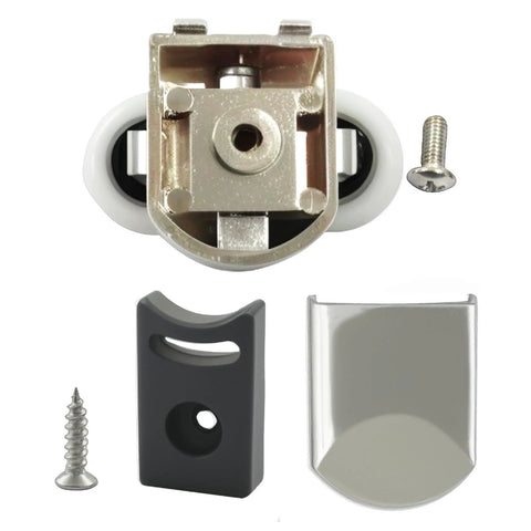 4 Pcs Curved Shower Door Rollers Replacement With 23mm Aluminum Alloy Wheels, Anti Collision Block And Screws