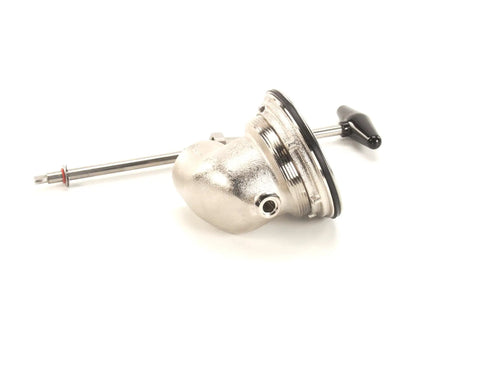 Genuine Oem Rear Outlet Drain Ball Valve For Commercial Dishwashers Heavy Duty Stainless Steel Replacement Parts 26985 side view with handle