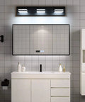 Cool White 6000K Dimmable Vanity Light In Matte Black With Acrylic Shade Over Mirror Modern Bathroom Wall Fixture