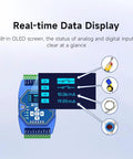 4DI 2AI 2DO RS485 RJ45 Analog and Digital IO Module for Modbus TCP RTU Networking with real-time OLED data display