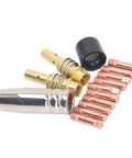 Pro Grade MIG Welding Accessory Kit 14 Piece Red Copper Torch Tips, Gas Nozzles, and Connecting Rod Covers for 15AK