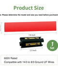 Direct Burial Wire Splice Kit For 14/3 To 8/3 UF Cables, Beefy 600V Butt Splice Kit With Heat Shrink Tubing And Electrical Terminals, Rugged Outdoor Underground Splice Set For Real World Installations product size and components.