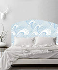 Bedroom with Peel And Stick Ocean Wave Wall Mural Hand Painted Blue And White Seamless Design Self Adhesive Prepasted Wallpaper