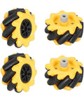 Four Pack Mecanum Wheel Set 48mm Omnidirectional Wheels For Smart Robot Cars And DIY Models Yellow ABS Rubber