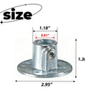 Half Inch Flange Base Railing Galvanized Steel Pipe Fittings 4 Pack For DIY Home Projects dimensions and design details