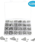 Hex Socket Bolt Kit 1220 Piece Set With Nuts, Washers And Tools In 304 Stainless Steel For Workshop Electronics Prototyping And Home Repairs in organizer box