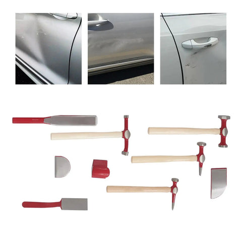 9 Piece Auto Body Repair Tool Kit With Hammer And Dolly Set For Car Dents And Door Dings, Includes Sheet Metal Puller And Toolbox