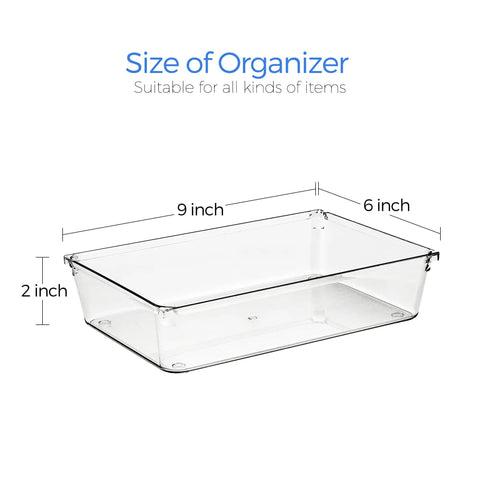 Six Pack Clear Drawer Organizers Heavy 6 X 9 Plastic Storage Bins With Non Slip Base Hella Durable Vanity Makeup Trays To Keep Your Dresser Crisp And Absolutely Clutter Free Forever