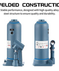Two blue BAOSHISHAN 4-ton bottle jacks with long lift range (10-5/8 in to 24 in), shown from front and side.