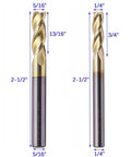 Solid Carbide End Mill Set For Aluminum, 6 Pc ZRN Coated, Beast Mode 3 Flute, shown with dimensions, front view.