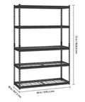 Beefy Industrial Storage Shelving Unit With 5 Tiers And 2500 Lbs Total Capacity, Adjustable Metal Garage Shelves, 18x48x72 Inch, Black