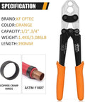 PEX Crimping Tool Kit For One Half And Three Quarter Inch PEX B Pipe With Copper Crimp Rings, Go No Go Gauge, ASTM F1807 Compliant