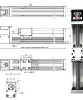 Tough As Nails 60mm Wide CNC Linear Actuator With Nema23 3Nm Motor And SFU1605 Ball Screw dimensional drawing and layout.