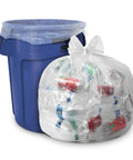 Heavy Duty Clear Trash Bags 33 Gallon 33 By 39 Inches 1.5 Mil CSR Series Industrial Liners with recycling cans inside