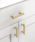 Champagne Bronze Cabinet Pulls 3 Inch 76mm Set Of 10 Kitchen Cabinet Handles for cupboards and drawers installed on white cabinet