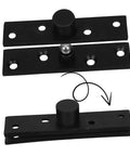 Heavy Duty Hidden Door Hinge Kit With Concealed Pivot For Secret Bookshelf Doors, black finish, stainless steel, parts view