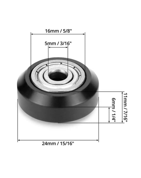 20 Pcs POM Pulley Wheels With 625ZZ Bearings For Ender 3 Pro CR10 CR10S CNC 3D Printers, dimensions annotated.