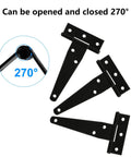 4 Inch T Strap Hinges Heavy Duty Outdoor Black Gate Hinges For Shed Doors Barn Doors Wooden Fences 4 pack corrosion resistant