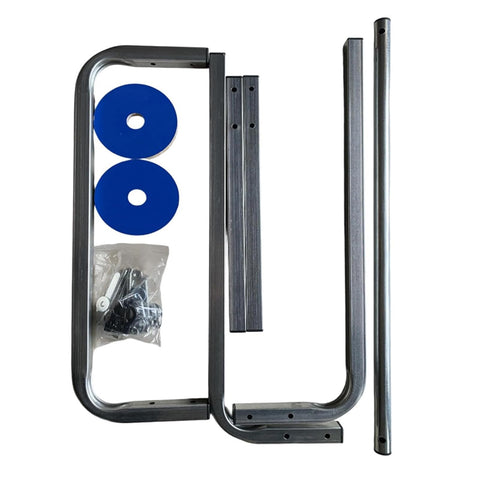 Vertical Bubble Wrap Roll Dispenser Heavy Duty Film Packing Station Foldable Cushion Holder parts including steel frame and blue discs.