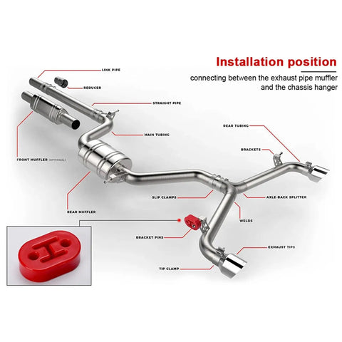 Heavy Duty Muffler Hanger Mount With Reinforced Exhaust Bracket And Rubber Isolator For Vibration Absorber Kit Tail Pipe Lifting Ear Bushing 73mm Throat To Keep Your Ride Smooth And Stable. red rubber isolator on exhaust bracket, 73mm throat