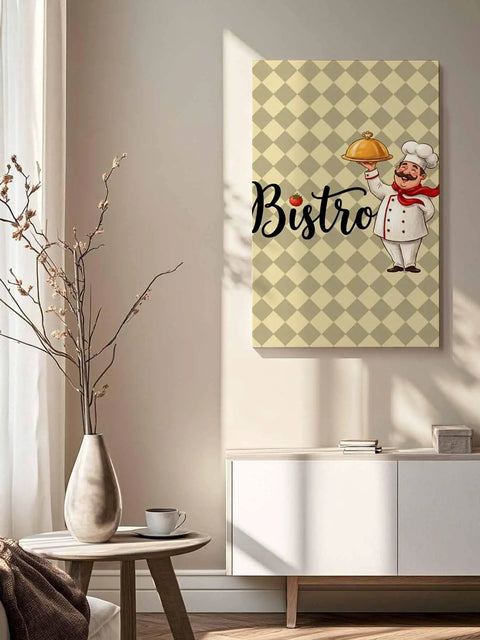 Vintage Cook Canvas Wall Art Print For Kitchen And Home Decor, Cozy Plaid Kitchen Artwork Ready To Hang, 32x16 Inches