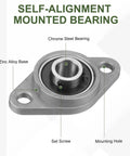 4 Pack KFL08 Pillow Block Bearings 8mm Inner Diameter Self Aligning Mounted Flange Bearing Zinc Alloy Steel ABEC5 close-up