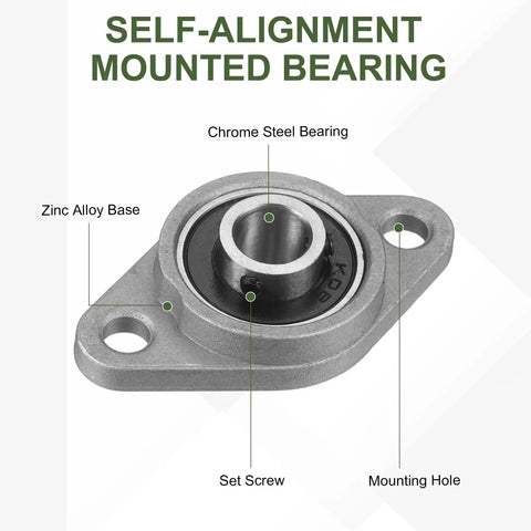 4 Pack KFL08 Pillow Block Bearings 8mm Inner Diameter Self Aligning Mounted Flange Bearing Zinc Alloy Steel ABEC5 close-up