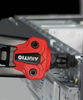 Close-up of Rivet Nut Tool Kit With Step Drill Bit and 90 Rivnuts, 13-Inch Heavy Duty Hand Riveter Set in metal application