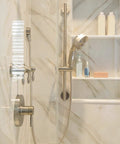 Neo Pressure Balance Shower Valve Trim in Brushed Nickel with Anti Scald Temperature Control for a Modern Bathroom
