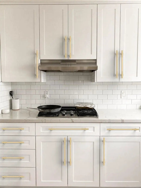 Transform Your Kitchen Vibe With Thirty Pieces Of Five Inch Brushed Gold Cabinet Pulls Built Like A Tank From Pure Zinc Alloy For No Sweat Mounting And Smooth Glide On Every Drawer And Cabinet.