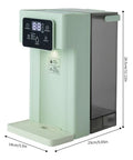 Instant Hot Water Dispenser With 1500W Heating 3L Large Tank Countertop Water Filter System Smart Touch Screen Child Lock Office Ready Green Finish Quick On Demand Hot Water For Home Or Work, visual dimensions shown