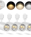 Four Three Color Temp 20W H Track Lighting Heads, Dimmable No Flicker LED Fixtures, 2000 Lumens, showcasing light color options