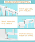 Double locking system of Adjustable Walk Through Baby Gate With Cat Door And Small Pet Door, Tension Mounted No Drill