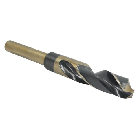 Beefed Up 8 Piece High Speed Steel Drill Bit Set With Reduced Shank 9 16th To 1 Inch 135 Degree Split Point Black And Gold Finish M2 HSS