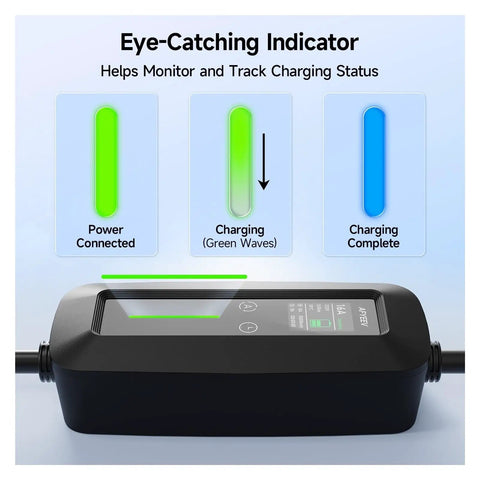 Portable EV Charger Type 2 To Type 1 Cable IEC 62196 2 SAE J1772 Adapter 3.6Kw 16A with charging status indicator.