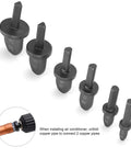 Heavy Duty 6-Piece Pipe Expander Set For Air Con Swaging, various sizes of steel swage dies for copper pipe installation.