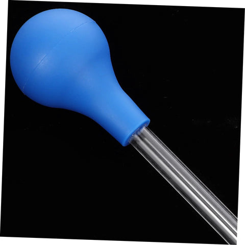 Aquarium feeder tweezers with blue silicone bulb on a stainless steel long handle for deep-water feeding