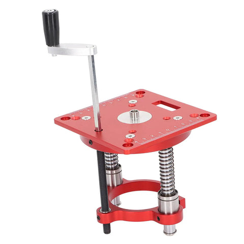 Beefy Router Table Lift System With Aluminum Insert Plate For Engraving And CNC Fine Processing Durable DIY Woodworking Clamp Anodized Surface Wide Application And Precision Clamping For Home Projects, red aluminum lift with hand crank