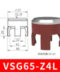 Diagram and front view of Next Level Flexible Mechanical Arm Gripper With Silicone Pneumatic Soft Finger And Suction Cup Claw VSG65-Z4L