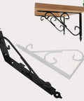 Heavy Duty 2-Pack Shelf Brackets Large Black Metal 90 Degree Corner Braces Floating Shelf Holder on wall mount.