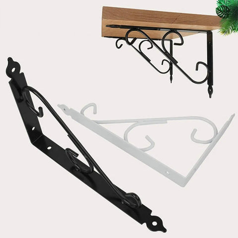 Heavy Duty 2-Pack Shelf Brackets Large Black Metal 90 Degree Corner Braces Floating Shelf Holder on wall mount.